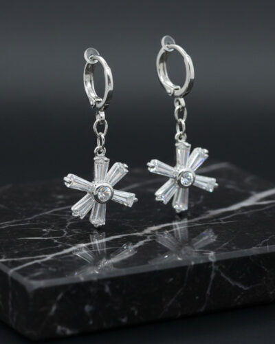 C38 Cercei „Glacielle” placați cu aur alb 18k CR1763