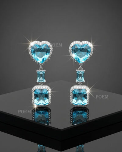 C55 Cercei „Blue Mirage” placați cu aur alb 18k CR2105