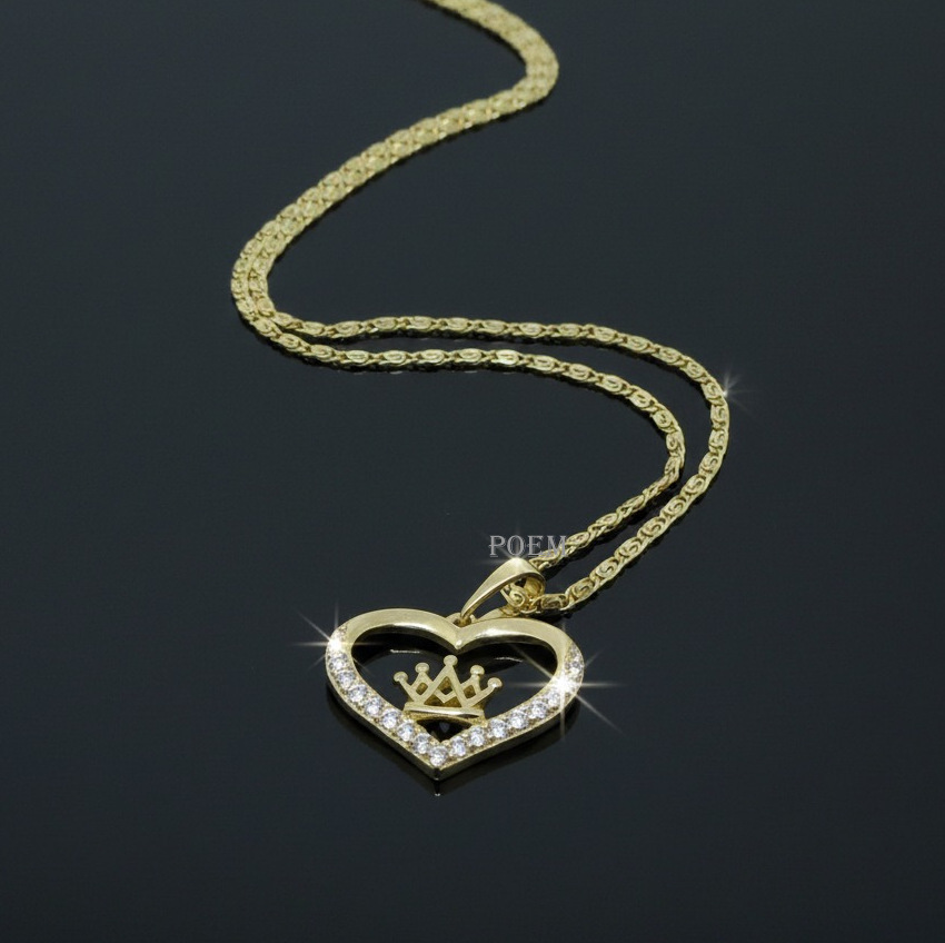 L45 Colier „Queen’s Heart ” placat cu aur 14k LR1215