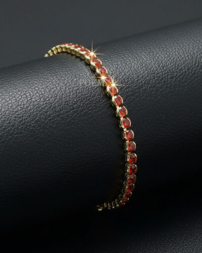 🔖OFERTĂ SPECIALĂ B35 Brățară "Luxe Granate" tip tennis placată cu aur 14k BC2015