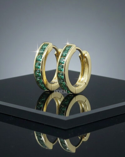 C28 Cercei „Brillo de Esmeralda" placați cu aur 14k CC252