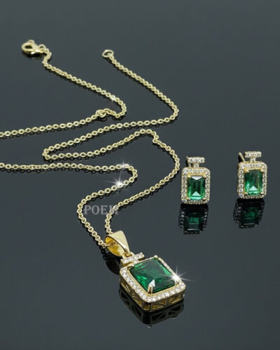 S50 Set „Éclat Émeraude” placat cu aur 14k SC130