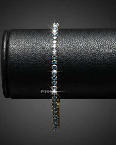 🔖OFERTĂ SPECIALĂ B35 Brățară "Luxe Sapphire" tip tennis placată cu aur 14k BC2005