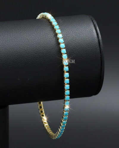 🔖OFERTĂ SPECIALĂ B35 Brățară "Luxe Turquoise" tip tennis placată cu aur 14k BC2020