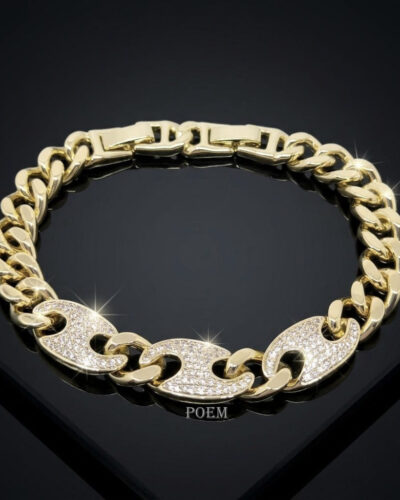 B75 Brățară "Cuban Majesty" placată cu aur 14k BR1090