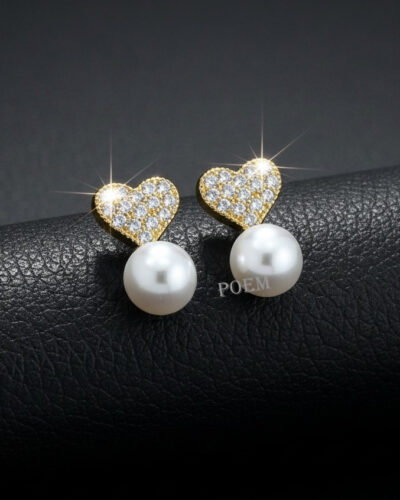 C18 Cercei „Pearl Kiss” placați cu aur 14k CC293