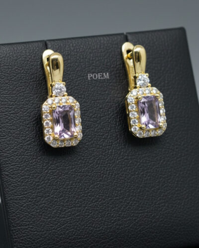 C32 Cercei „Éclat d’améthyste” placați cu aur 14k CC301