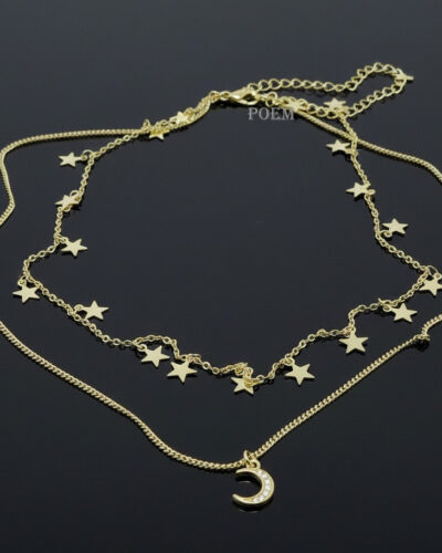 L40 Lanț „Moonlit Stars” placat cu aur 14k LC1435