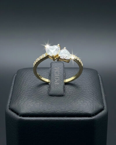 I25 Inel „2Hearts” placat cu aur 14k IR735
