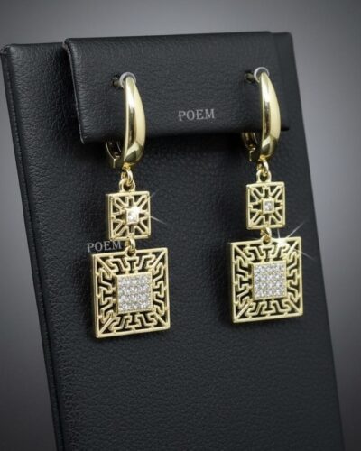 C45 Cercei „Urban Cube” placați cu aur 14k CC254