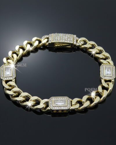 B75 Brățară "Cuban Royale" placată cu aur 14k BR1075