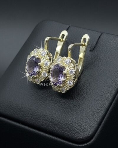 C35 Cercei „Royal Amethyst” placați cu aur 14k CC304