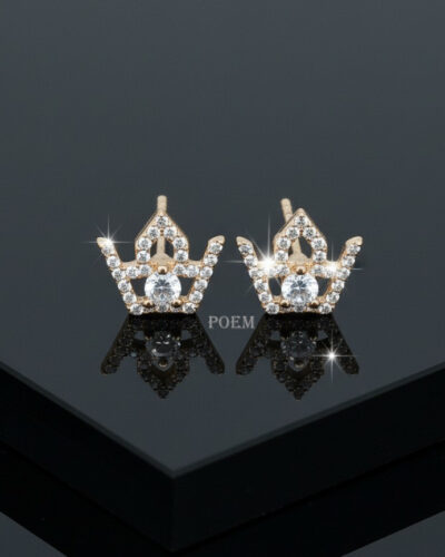 C18 Cercei „Queen Crown” placați cu aur roz 18k CR2280