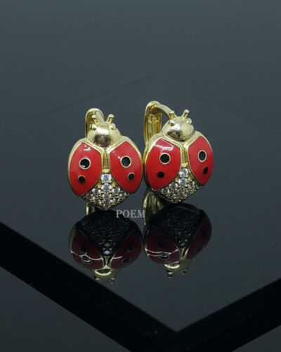 C28 Cercei „Ladybug” placați cu aur 14k CR2260
