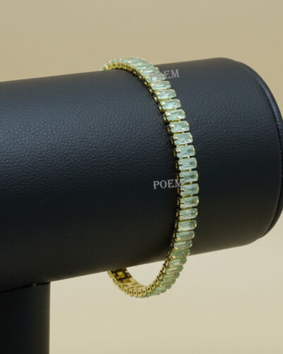 B45 Brățară "Turquoise Glow" tip tennis placată cu aur 14k BC1140