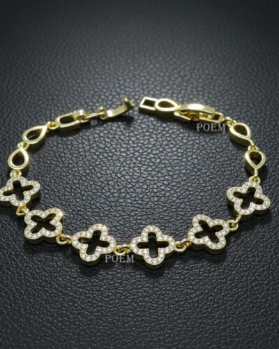 B45 Brățară "Crystal Clover" placată cu aur 14k BC1170