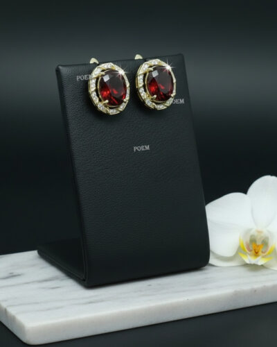 C38 Cercei „Garnet Luxe” placați cu aur 14k CC313