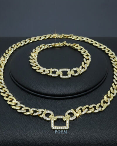 S190 Set „Exquisite Cuban” placat cu aur 14k SRE