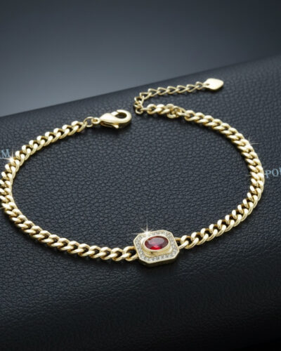 B40 Brățară "Garnet Shine" placată cu aur roz 18k BC1185