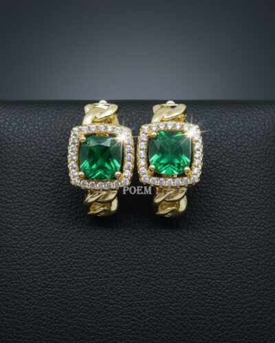 C35 Cercei „Émeraude Chic” placați cu aur 14k CC312
