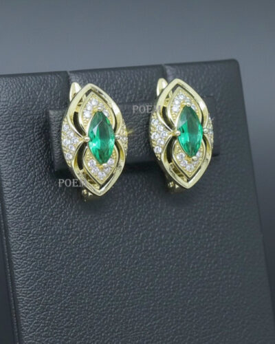 C35 Cercei „Émeraude Brillante” placați cu aur 14k CC314