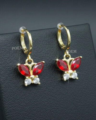 C35 Cercei „Ruby Wings” placați cu aur 14k CC361