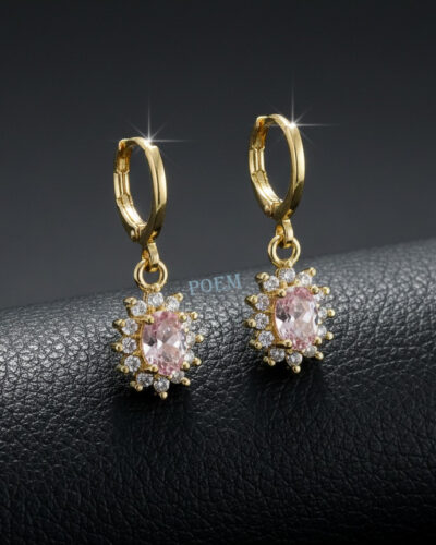 C35 Cercei „Pink Royale” placați cu aur 14k CC363