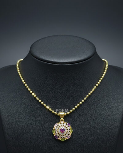 L45 Lanț „Prism Gems” placat cu aur 14k LC1500