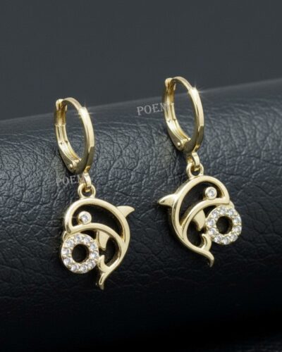 🔖OFERTĂ SPECIALĂ C28 Cercei „Dolphins” placați cu aur 14k CC353