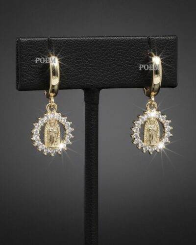 🔖OFERTĂ SPECIALĂ C22 Cercei „Fecioara Maria” placați cu aur 14k CC320