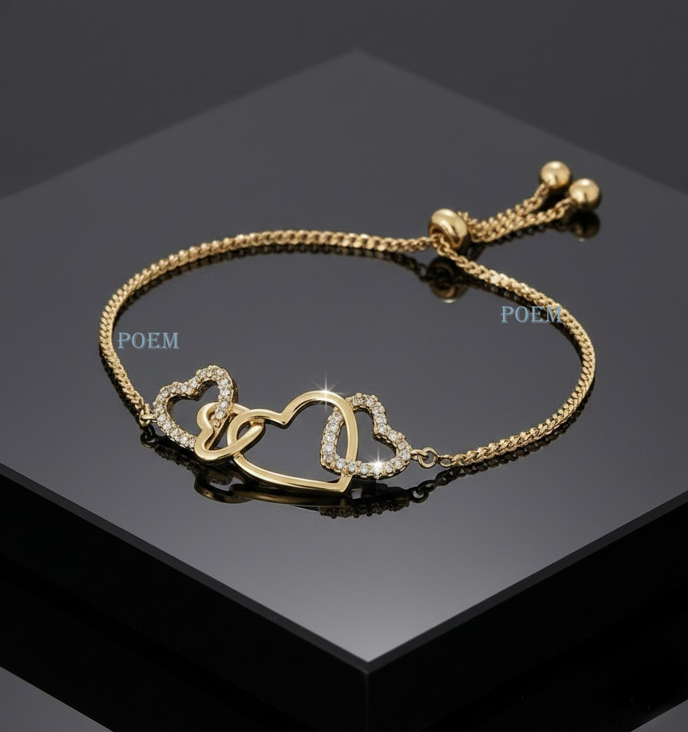 🔖OFERTĂ SPECIALĂ B33 Brățară „Heart Harmony” placată cu aur 14k BC1330