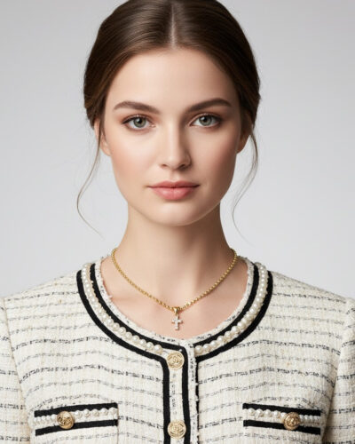 🔖OFERTĂ SPECIALĂ L35 Lanț „Delicate Cross” placat cu aur 14k LC1665