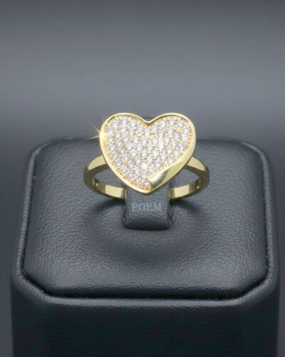 I30 Inel „Pave Heart” placat cu aur 14k IR815