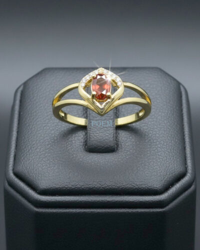 🔖OFERTĂ SPECIALĂ I28 Inel „Garnet Flame” placat cu aur 14k IR820