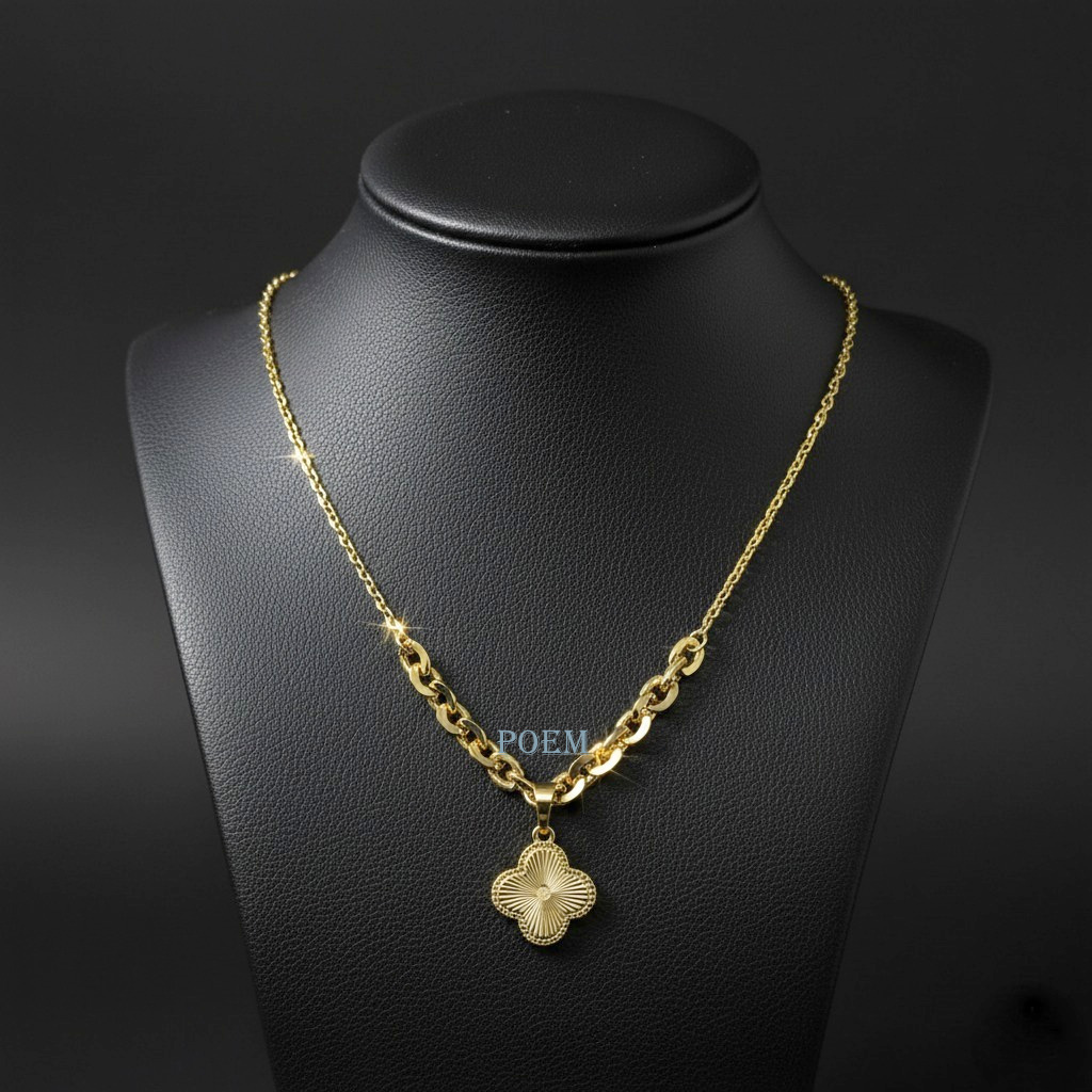 L45 Lanț „Alhambra” placat cu aur 14k LC1680