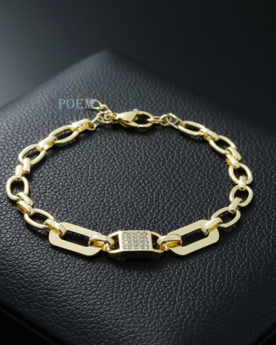 🔖OFERTĂ SPECIALĂ B35 Brățară "Classic Links" placată cu aur 14k BC1450