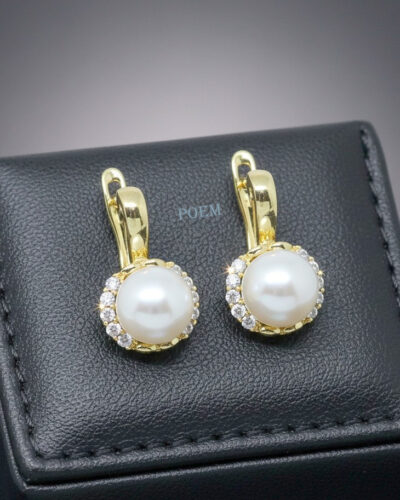 🔖OFERTĂ SPECIALĂ C30 Cercei „Royal Pearl” placați cu aur 14k CR2308