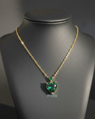 L45 Lanț „Emerald Heart” placat cu aur 14k LC1675