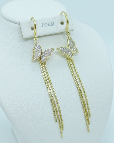C38 Cercei „Butterfly Dangles” placați cu aur 14k CC402