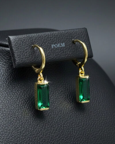 🔖OFERTĂ SPECIALĂ C28 Cercei „Emerald Baguettes” placați cu aur 14k CC403