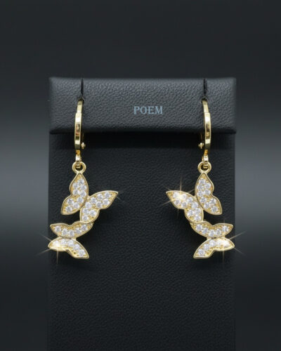 C38 Cercei „Butterfly Dance” placați cu aur 14k CC405S