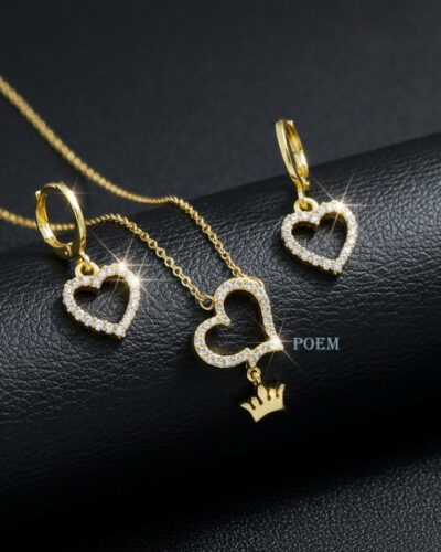 🔖OFERTĂ SPECIALĂ S50 Set „Heart Queen” placat cu aur 14k SC225